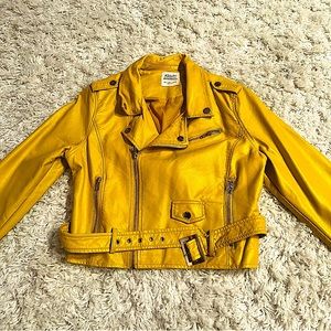 Fashion Nova Belted Mustard YellowLeather Jacket| Size:L| New